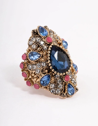 Lovisa Gold Grand Pear Ring In Blue