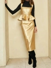 Hunter Taylor Skirt In Gold Faux Leather In Gold