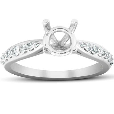 Pompeii3 1/3 Ct Diamond Engagement Ring Semi Mount Tapered Setting 14k White Gold In Multi