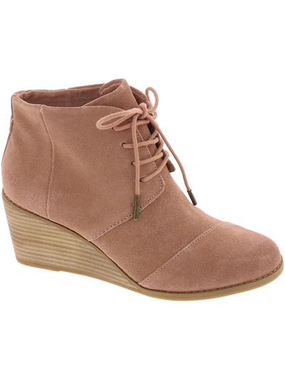Toms Hyde Womens Suede Ankle Wedge Boots In Pink