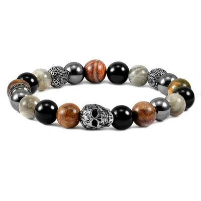 Crucible Jewelry Crucible Los Angeles Single Skull Stretch Bracelet In Black