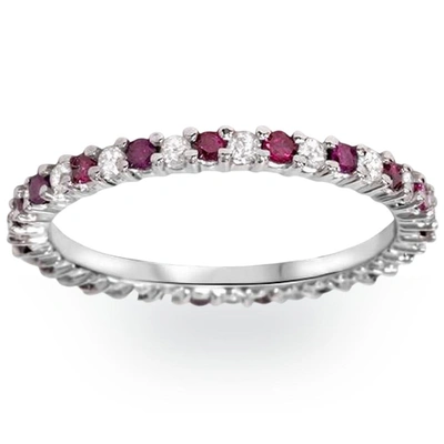 Pompeii3 1/2ct Ruby & Diamond Eternity Wedding Ring 14k White Gold Womens Band In Multi