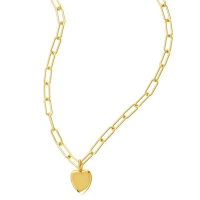 ADORNIA 25" HEART CHARM PAPER CLIP CHAIN NECKLACE GOLD
