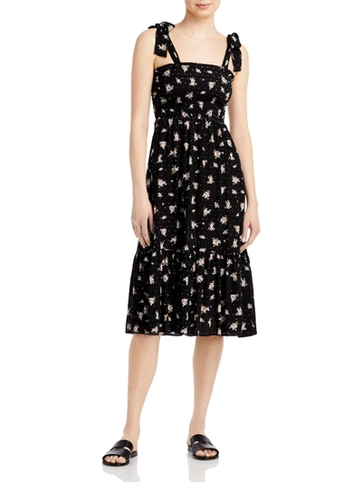 Ava + Esme Womens Floral Print Tiered Sundress In Black