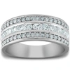 Pompeii3 1 Ct Diamond Three Row Womens Anniversary Wide Wedding Ring 10k White Gold In Multi