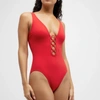 Karla Colletto Morgan V-neck Silent Underwire One-piece Swimsuit In Red