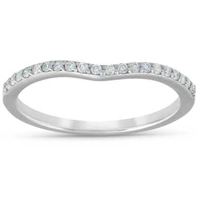 Pompeii3 1/8cttw Diamond Curved Wedding Engagement Guard Enhancer Band 14k White Gold In Multi