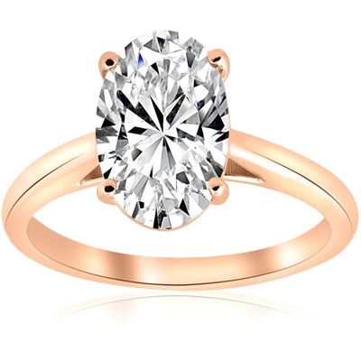 Pompeii3 2ct Oval Cut Lab Grown Diamond Solitaire Engagement Ring 14k Rose Gold In Multi
