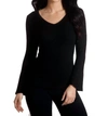 French Kyss Supersoft Bell Sleeve Top In Black In Black