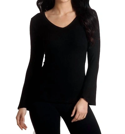 French Kyss Supersoft Bell Sleeve Top In Black