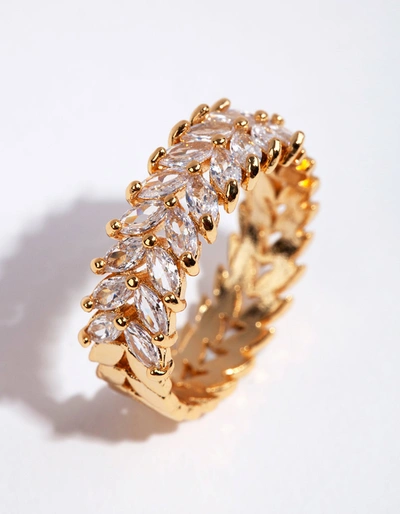 Lovisa Gold Plated Navette Cubic Zirconia Layered Ring In Multi