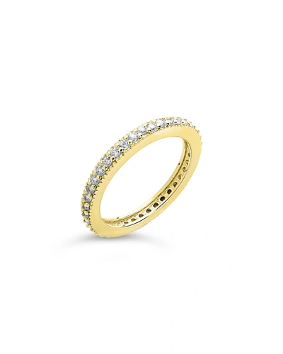 Sterling Forever Sterling Silver Thin Cz Band Ring In Gold