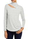 Cupio Blush Womens Cut-out Mock Neck Top In Grey
