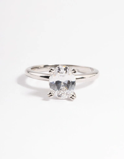 Lovisa Rhodium Cubic Zirconia Single Oval Ring In Silver