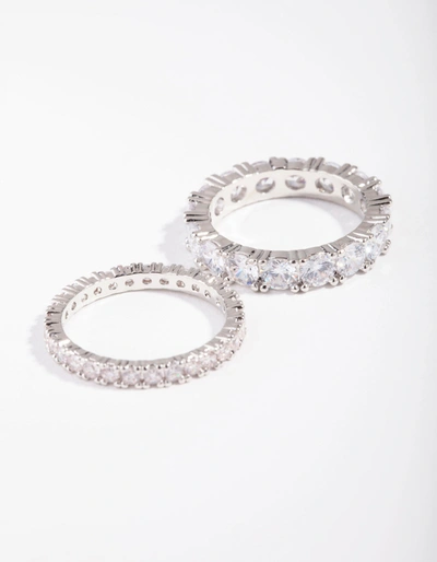 Lovisa Rhodium Cubic Zirconia Ring Set In Silver