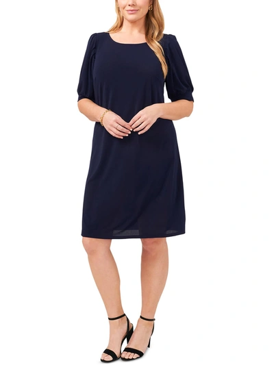 Msk Women Plus Womens Puff Sleeve Knee-length Sheath Dress In Blue
