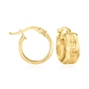 Ross-simons Italian Greek Key Huggie Hoop Earrings In 14kt Yellow Gold In Gold