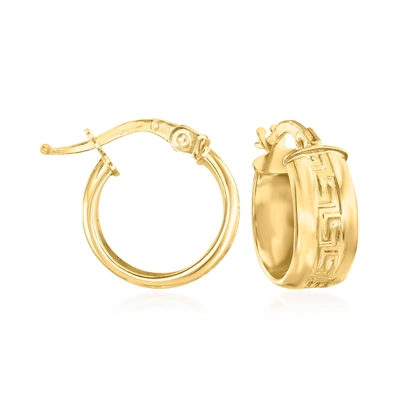Ross-simons Italian Greek Key Huggie Hoop Earrings In 14kt Yellow Gold