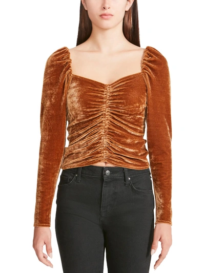 Bb Dakota By Steve Madden Womens Rouched Velvet Blouse In Brown