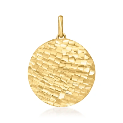 Ross-simons Italian 14kt Yellow Gold Square-pattern Circle Pendant