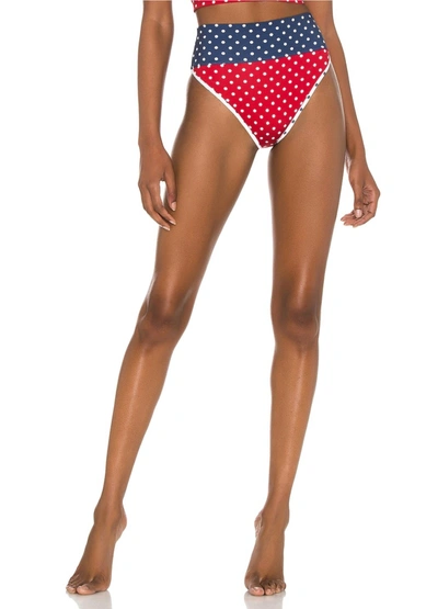 Beach Riot Emmy Bottom In Patriotic Polka Dot In Red