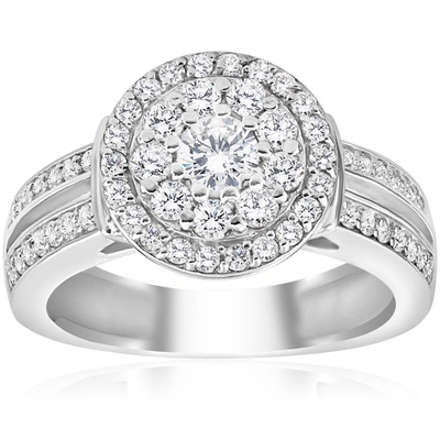 Pompeii3 1 Cttw Diamond Double Halo Engagement Ring 10k White Gold In Multi