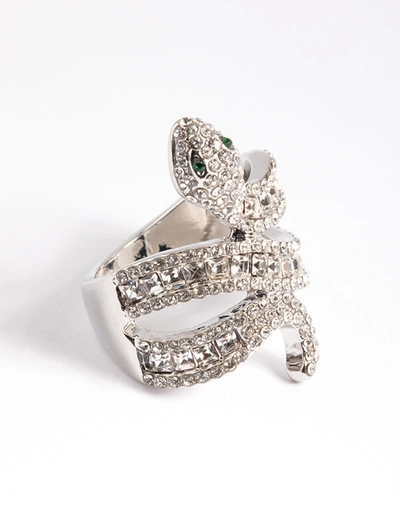 Lovisa Rhodium Baguette Snake Ring In Silver