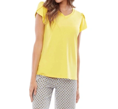 Up Petal Sleeve V-neck Top In Zest In Yellow