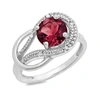 MAX + STONE 10K WHITE GOLD GARNET AND DIAMOND ACCENT RING SIZE 6