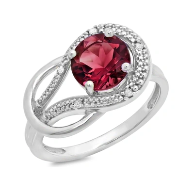 Max + Stone 10k White Gold Garnet And Diamond Accent Ring Size 6 In Multi