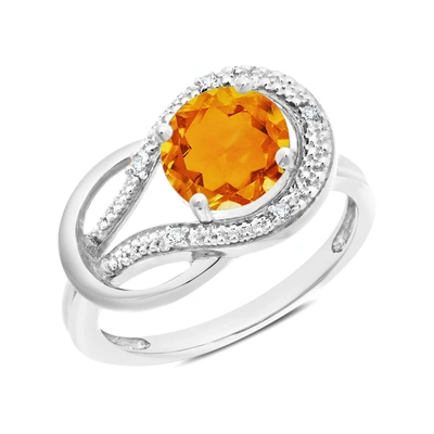Max + Stone 10k White Gold Garnet And Diamond Accent Ring Size 6 In Orange