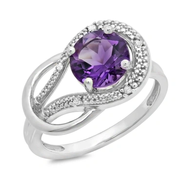 Max + Stone 10k White Gold Garnet And Diamond Accent Ring Size 6 In Purple