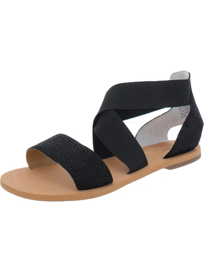 Array Naples Womens Leather Open Toe Flat Sandals In Black