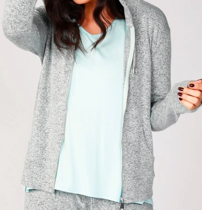 French Kyss Melange Zip Hoodie In Mist In Blue