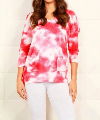 French Kyss Soft Stretch Tie Dye 3/4 With Pockets In Red In Pink
