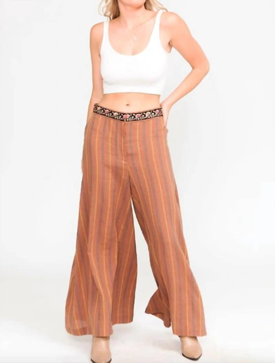 Aratta Mariah Stripe Pants In Brown In Pink