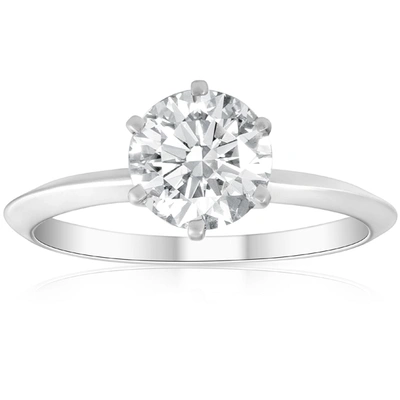 Pompeii3 1ct Round Enhanced Diamond Solitaire Engagement Ring 14k White Gold In Multi