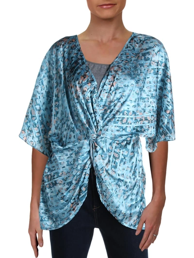 Cq By Cq Womens Printed V-neck Blouse In Blue