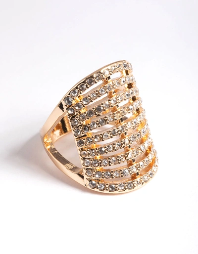 Lovisa Gold Multi Diamante Cocktail Ring In Silver