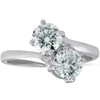 Pompeii3 1 1/2 Ct Two Stone Diamond Forever Us Engagement Ring 14k White Gold In Multi