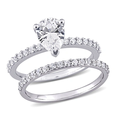 Mimi & Max 2 1/2 Ct Tgw Pear Cut Created White Sapphire Engagement Ring And Matching Eternity Ring 2pc Set In 1 In Silver