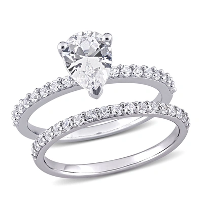 Mimi & Max 2 1/2 Ct Tgw Pear Cut Created White Sapphire Engagement Ring And Matching Eternity Ring 2pc Set In 1