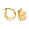 Ross-simons Italian 18kt Yellow Gold Huggie Hoop Earrings In Gold