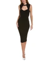 Herve Leger Cutout Mixed Ribbed Midi Dress In Black