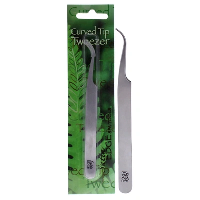 Satin Edge Curved Tip Tweezers By  For Unisex - 1 Pc Tweezer In Green