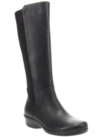 Propét West Womens Leather Embossed Knee-high Boots In Black