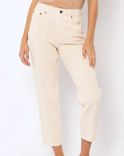 Amuse Society Mid Rise Cropped Jean In Ivory In Beige