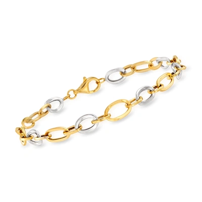 Ross-simons 14kt 2-tone Oval-link Bracelet In White