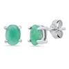 Max + Stone Sterling Silver 5mm Gemstone Oval Stud Earrings With Push Backs In Green