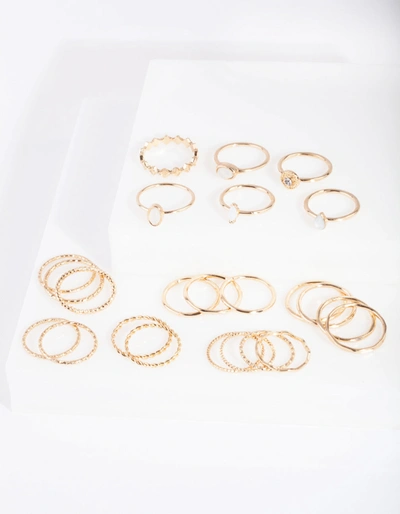 Lovisa Gold Textured Synthetic Opal Ring 24 Pack